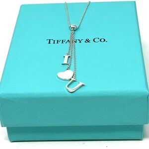 Authentic Tiffany & co “I 🤍 U” Charm Dangle Necklace.